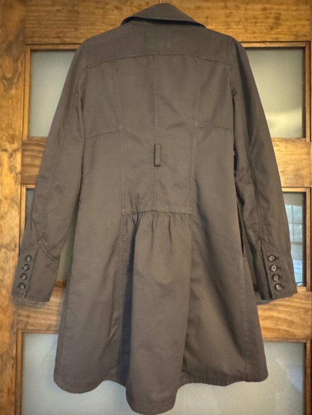 Vintage FREE PEOPLE Regimental Military Trench Jacket 4 17.5” p2p Espresso EUC - Picture 7 of 11